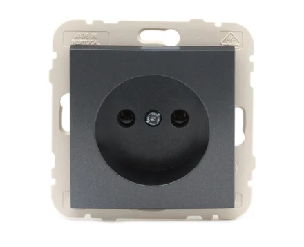 Розетка одинарна без з/к LOGUS 16А, 250V, металік графітовий