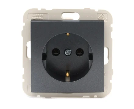 Розетка одинарна 2P+Z, ШУКО LOGUS 16А, 250V металік графітовий