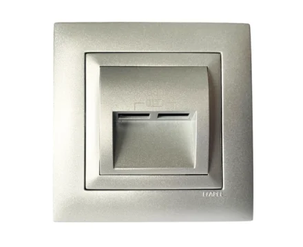 Розетка USB подвійна, зарядний пристрій LOGUS, струм 2А, металік алюмінієвий