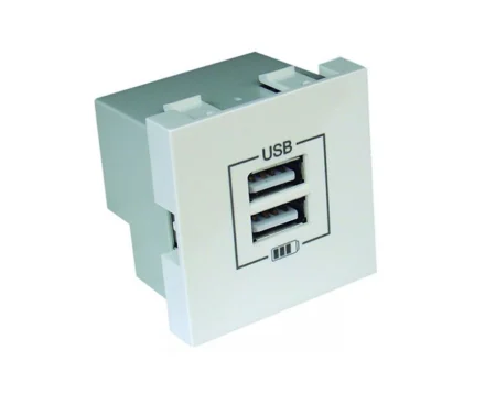 Розетка USB подвійна, зарядний пристрій LOGUS, струм 2А, біла