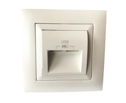 Розетка USB подвійна, зарядний пристрій LOGUS, струм 2А, металік крижаний