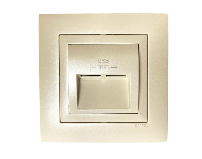 21384 TPE Розетка USB подвійна, зарядний пристрій LOGUS, струм 2А, металік перламутровий