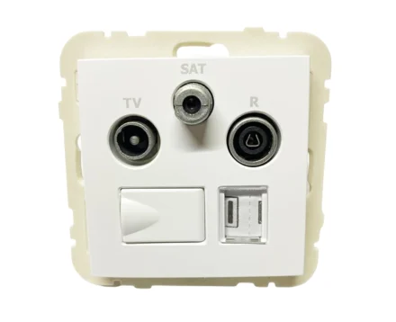 Розетка мультимедійна R-TV-SAT-RJ45 (Cat.6), біла