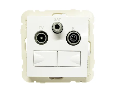Розетка мультимедійна R-TV-SAT-2xRJ45 (Cat.6) подвійна, біла