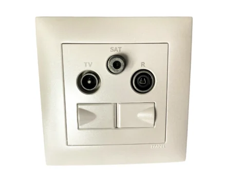 Розетка мультимедійна R-TV-SAT-2xRJ45 (Cat.6) подвійна, металік перламутровий