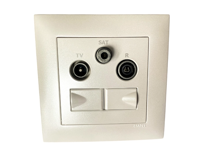 21546 TPE Розетка мультимедійна R-TV-SAT-2xRJ45 (Cat.6) подвійна, металік перламутровий