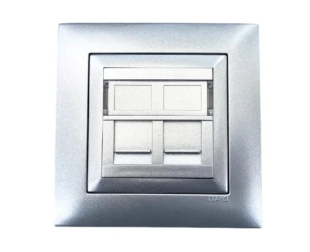 Розетка комп. подвійна LOGUS RJ45 5e металік алюмінієвий