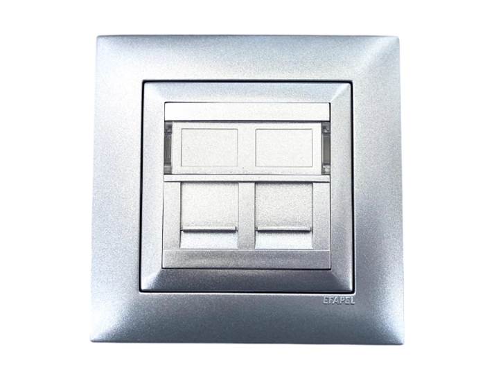 21975 TAL Розетка комп. подвійна LOGUS RJ45 5e металік алюмінієвий