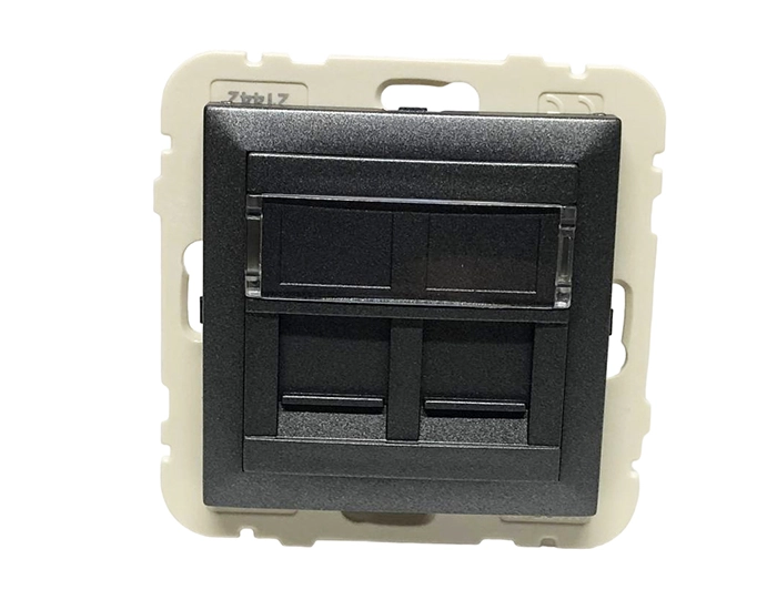 21975 TIS Розетка комп. подвійна LOGUS RJ45 5e металік графітовий