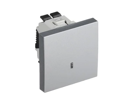 Вимикач 1кл. з підсв. EFAPEL QUADRO 10АХ, 250V, алюміній