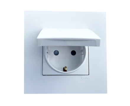 Розетка 1-на з криш. з з/к, ШУКО EFAPEL QUADRO 16А, 250V білий матовий
