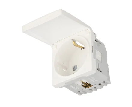 Розетка 1-на з кришк. з з/к, ШУКО EFAPEL QUADRO 16А, 250V білий глянцевий