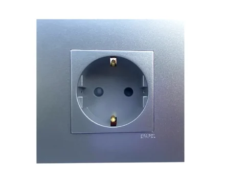 Розетка 1-на з з/к, ШУКО EFAPEL QUADRO 16А, 250V алюміній