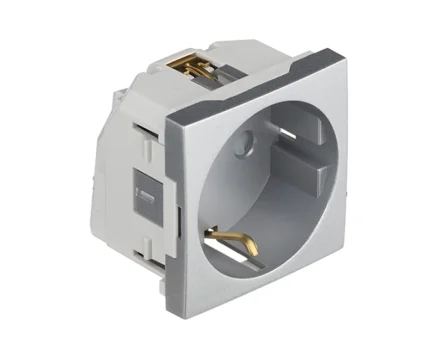 Розетка 1-на з з/к, ШУКО EFAPEL QUADRO 16А, 250V алюміній