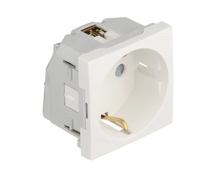 Розетка 1-на з з/к, ШУКО EFAPEL QUADRO 16А, 250V білий матовий