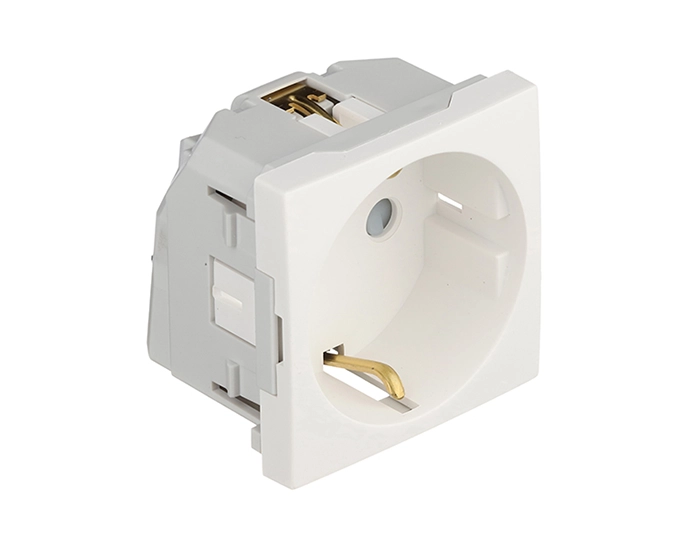 4612912 SBR_1 Розетка 1-на з з/к, ШУКО EFAPEL QUADRO 16А, 250V білий глянцевий