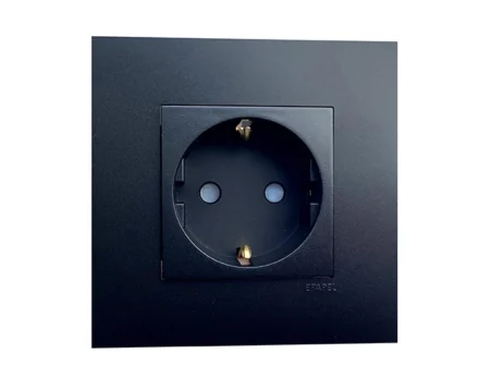 Розетка 1-на з з/к, ШУКО EFAPEL QUADRO 16А, 250V чорний матовий
