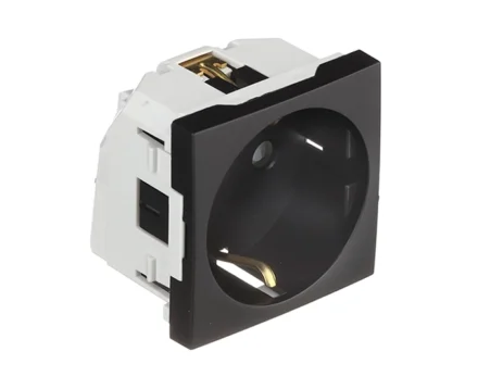 Розетка 1-на з з/к, ШУКО EFAPEL QUADRO 16А, 250V чорний матовий