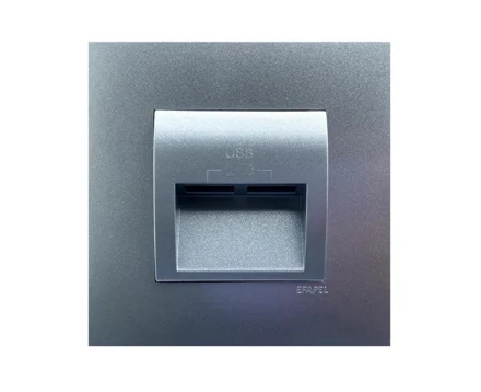 Розетка 2-на USB зарядний пристрій тип A EFAPEL QUADRO, 3А, алюміній