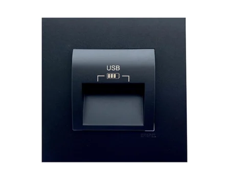 Розетка 2-на USB зарядний пристрій тип A EFAPEL QUADRO, 3А, чорний матовий