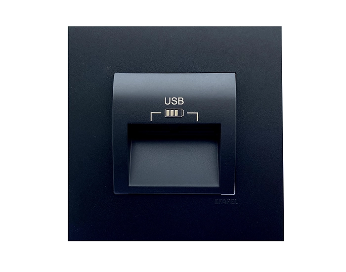 4638412 SPM Розетка 2-на USB зарядний пристрій тип A EFAPEL QUADRO, 3А, чорний матовий