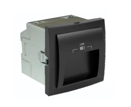 Розетка 2-на USB зарядний пристрій тип A EFAPEL QUADRO, 3А, чорний матовий