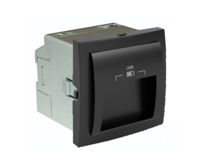 4638412 SPM_1 Розетка 2-на USB зарядний пристрій тип A EFAPEL QUADRO, 3А, чорний матовий