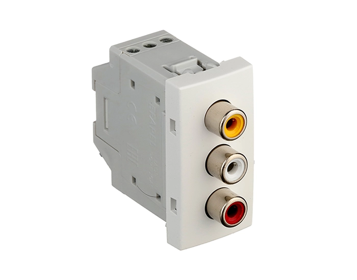 4658012 SBM_1 Розетка аудіо RCAx3 EFAPEL QUADRO білий матовий