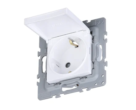 Розетка 1-на з кришк. з з/к, ШУКО EFAPEL Latina 16А, 250V білий глянцевий