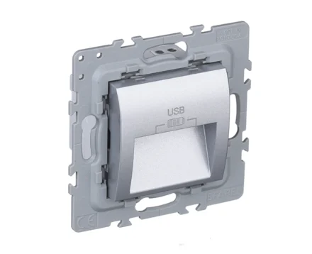 Розетка 2-на USB зарядний пристрій тип A EFAPEL Latina, 3А, алюміній