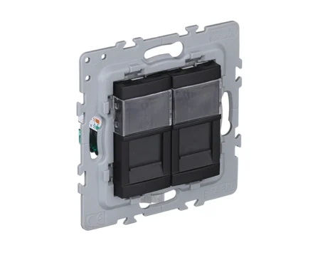 Розетка 2-на PC EFAPEL Latina RJ45 5e, чорний матовий