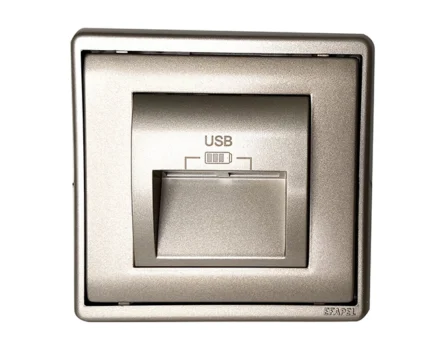 Розетка USB 2-на, зар.пристрій Efapel Apolo, струм 2А, шампань