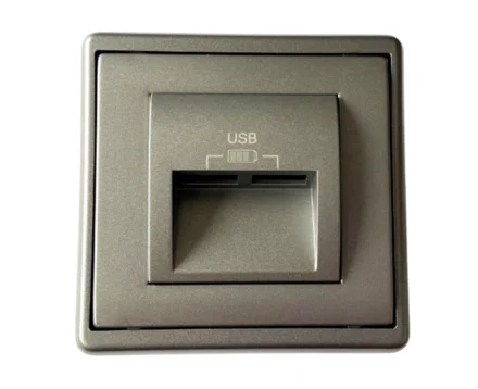 Розетка USB 2-на, зар.пристрій Efapel Apolo, струм 2А, металік графітовий