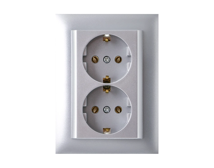 90331 TAL Розетка подвійна ШУКО LOGUS 250V/16A металік алюмінієвий