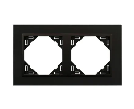 Рамка подвійна універсальна LOGUS Склокераміка з пласт. вставкою чорний матовий