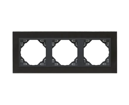 Рамка потрійна універсальна LOGUS Нікель з пласт. вставкою графіт