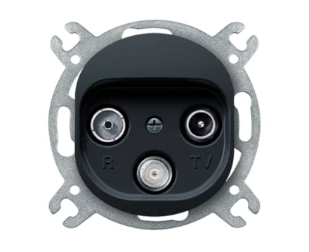 Механізм розетка ТV/FM/SAT, Aling-Conel EON, чорний глянцевий