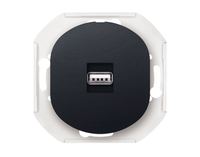 E6162.E1 Механізм розетка 1-на USB, Aling-Conel EON, чорний матовий