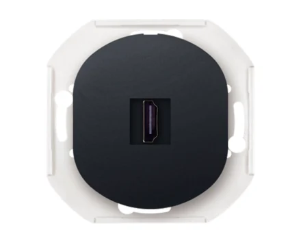 Механізм розетка 1-на HDMI, Aling-Conel EON, чорний глянцевий