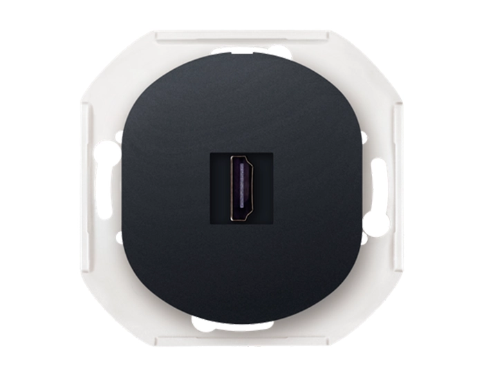 E6163.E Механізм розетка 1-на HDMI, Aling-Conel EON, чорний глянцевий