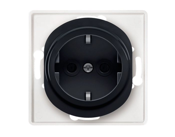 E630.E Механізм розетки 1-на з заземл. Aling-Conel EON, чорний глянцевий
