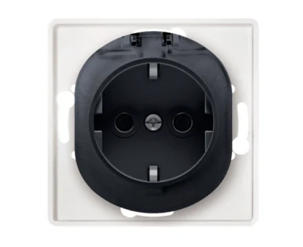 Механізм розетки 1-на з заземл. з кришкою Aling-Conel EON, чорний глянцевий