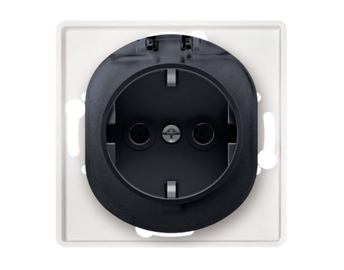 E633.E1 Механізм розетки 1-на з заземл. з кришкою Aling-Conel EON, чорний матовий