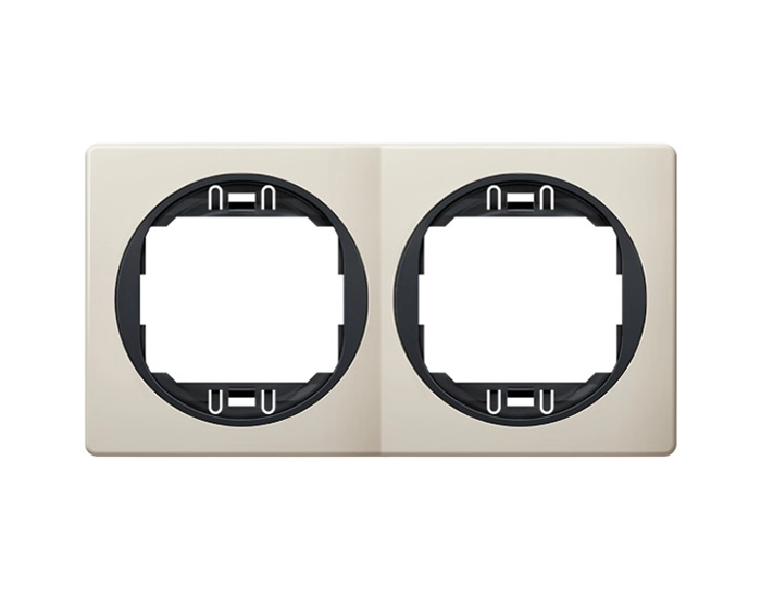 E6701.9Е Рамка 2-на гориз. Aling-Conel EON, беж-чорний