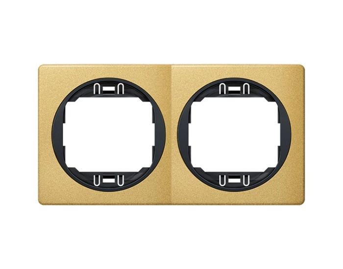 E6701.GЕ Рамка 2-на гориз. Aling-Conel EON, золото-чорний
