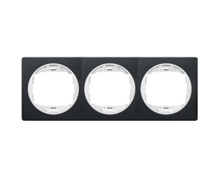 Рамка 3-на гориз. Aling-Conel EON, чорн. глянець-білий