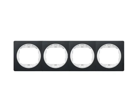 Рамка 4-на гориз. Aling-Conel EON, чорн. глянець-білий