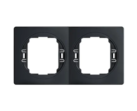 Рамка 2-на вертик. Aling-Conel EON, чорний глянцевий-чорний