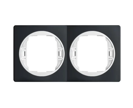 Рамка 2-на вертик. Aling-Conel EON, чорний глянець-білий