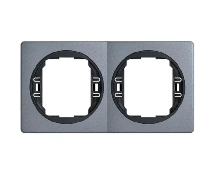 Рамка 2-на вертик. Aling-Conel EON, античне срібло-чорний